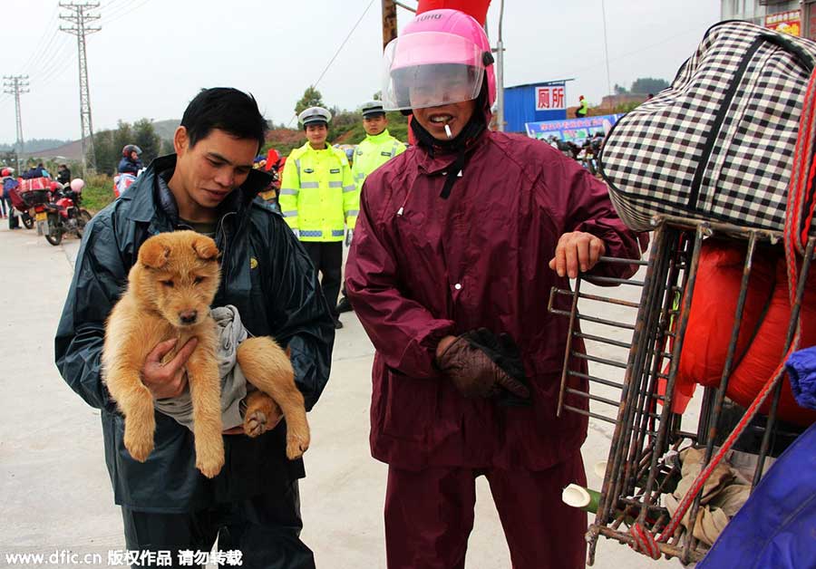 Migrant workers riding motorcycles home for Spring Festival reunion