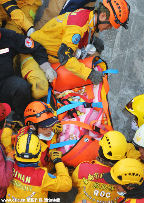 8-year-girl rescued 60 hrs after Taiwan quake, toll rises to 40