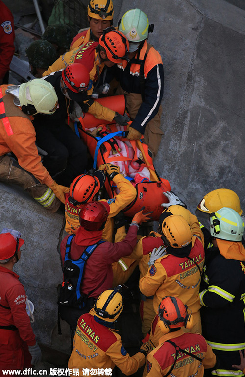 8-year-girl rescued 60 hrs after Taiwan quake, toll rises to 40