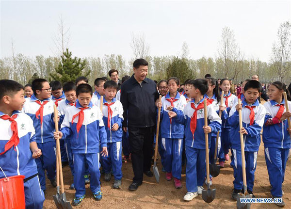 President Xi plants trees, urges forestry development