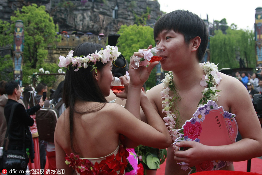 Couples get married in their 'birthday suit'