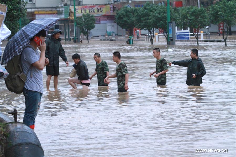 Shunchang County in E China's Fujian flooded by water