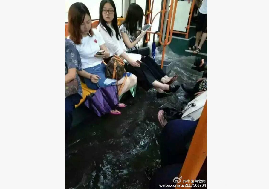 Heavy rains flood streets in Guangzhou