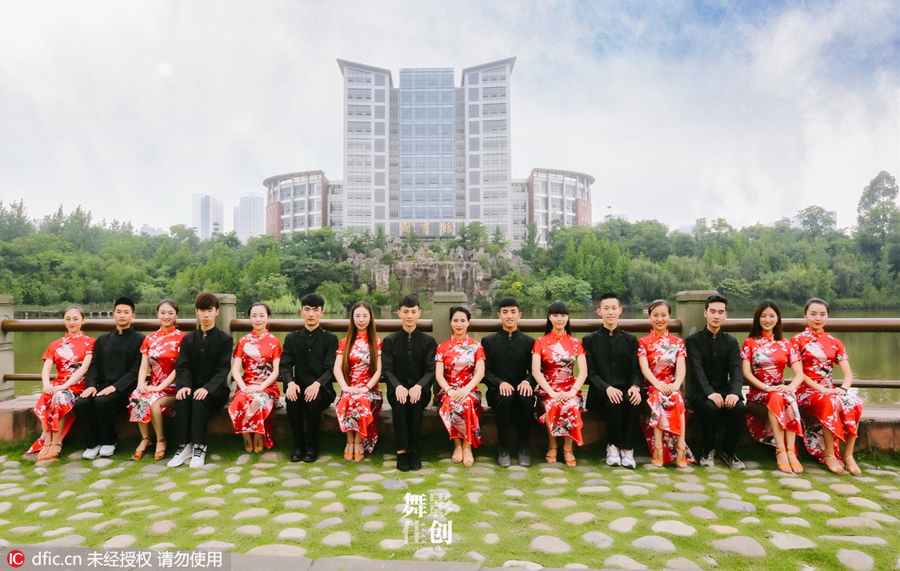 Graduates of dancing major pose in style