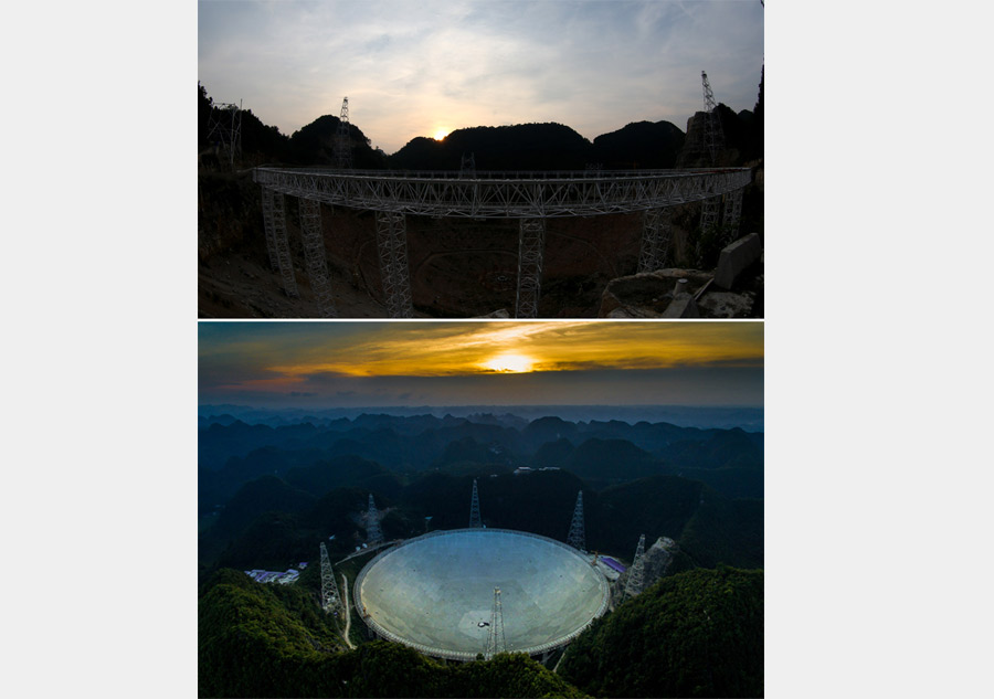 In pics: Installation process of world's largest telescope in China