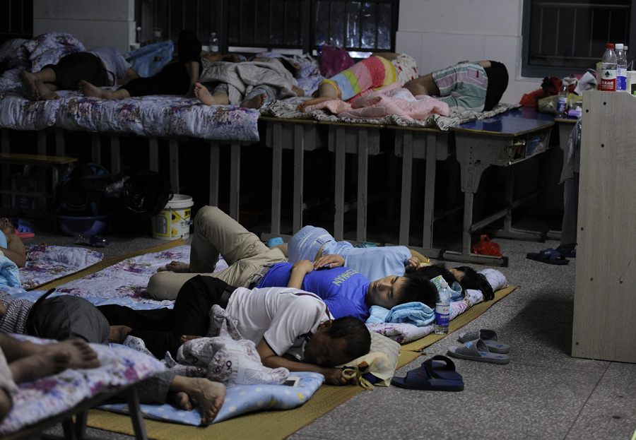 Life at the makeshift settlement for the flood