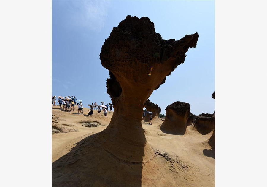 Tourists visit Yehliu Geopark in New Taipei of Taiwan