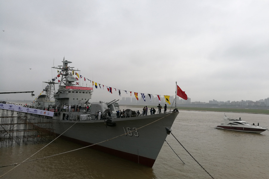 Missile destroyer Nanchang welcomed back 'home'