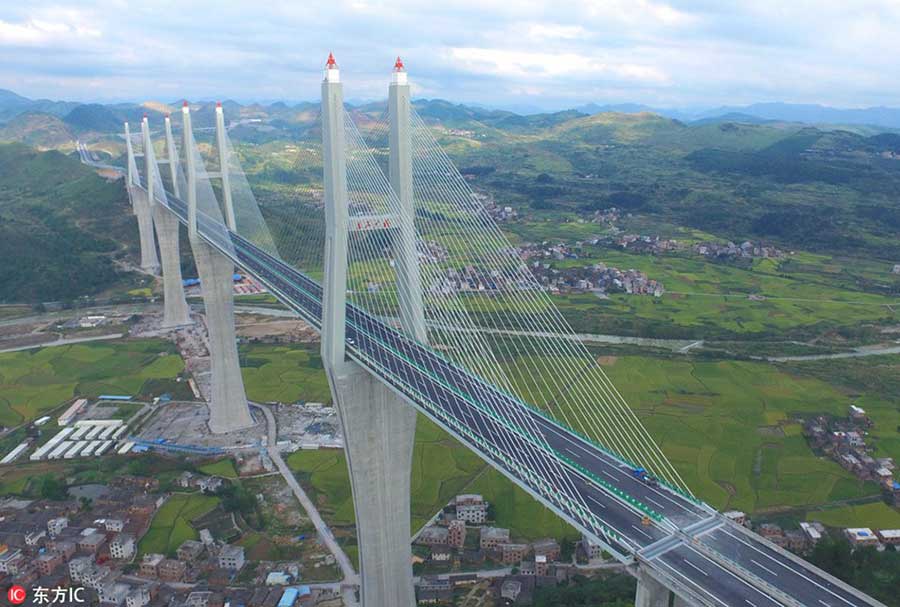 World's first multiple-span cable-stayed bridge to open in Hunan