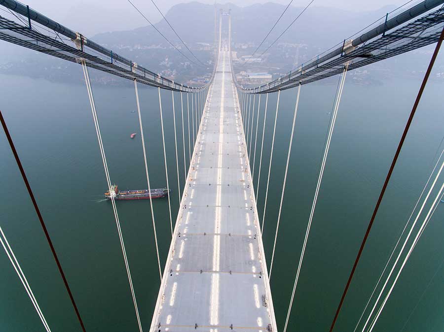 Longest suspension bridge achieves milestone