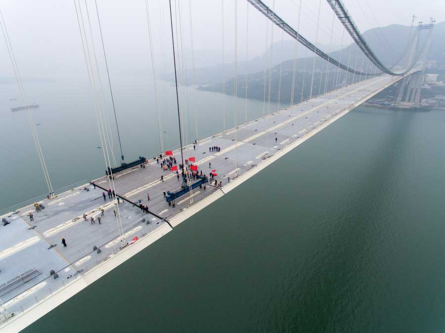 Longest suspension bridge achieves milestone