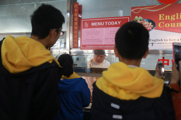 English-only counter at Chongqing school canteen sparks student interest