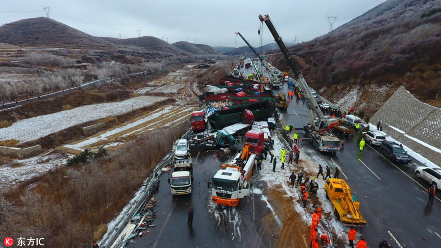 17 killed, 37 injured in N China pileup