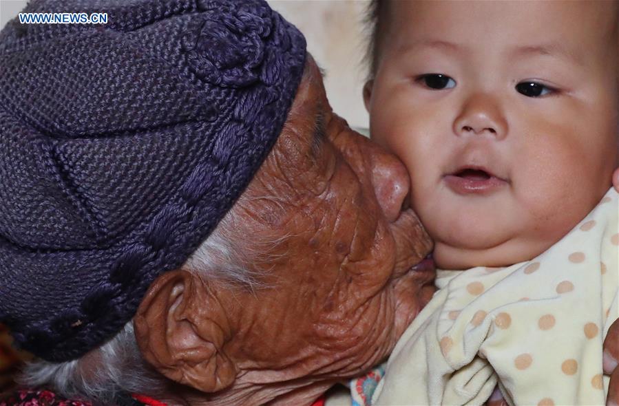 102-year-old woman with her happy life in Yunnan