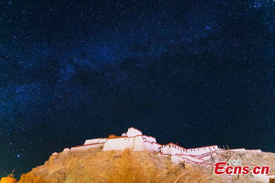 Spectacular starry night in Shigatse, Tibet