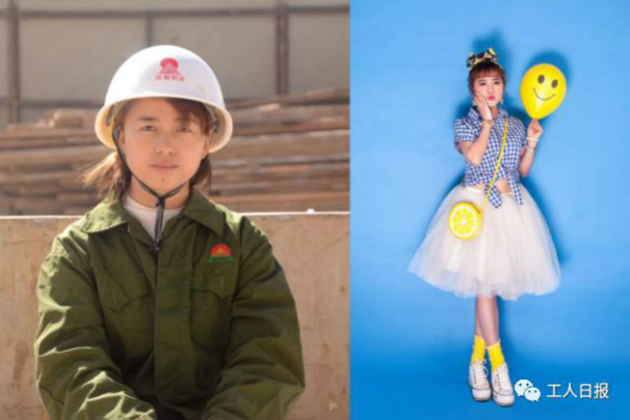 Photographer transforms female construction workers into elegant ladies