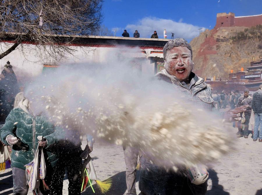 Tibetans end new year celebrations with white carnival