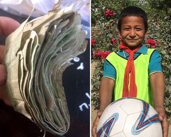 Boy gets soccer ball－and then some