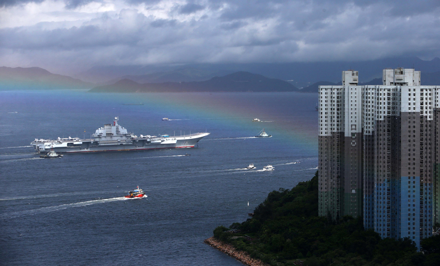 Nation's first aircraft carrier calls on Hong Kong