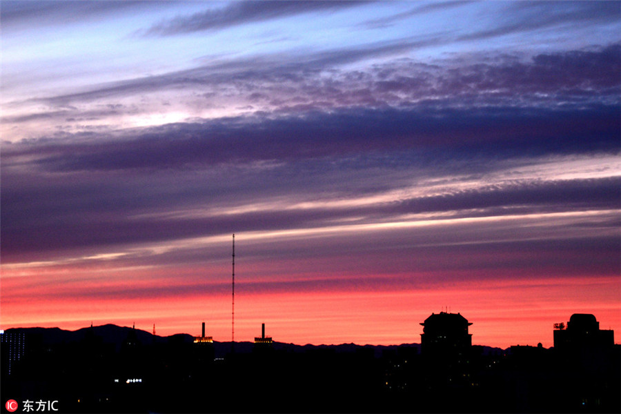 Different shades of Beijing sky: Blue to violet