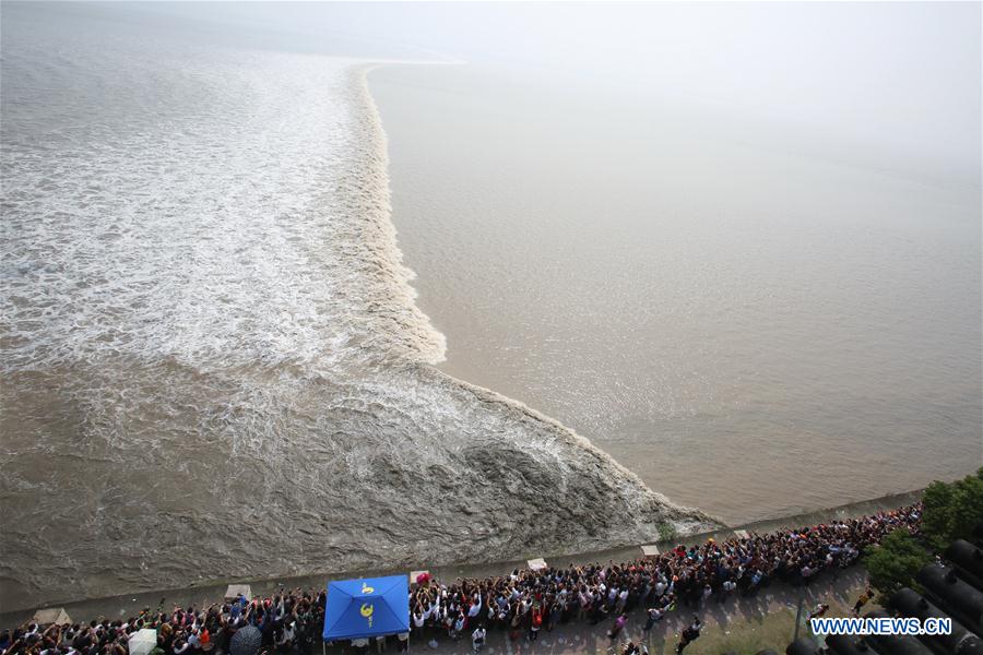 Qiantang tidal bore reaches peak