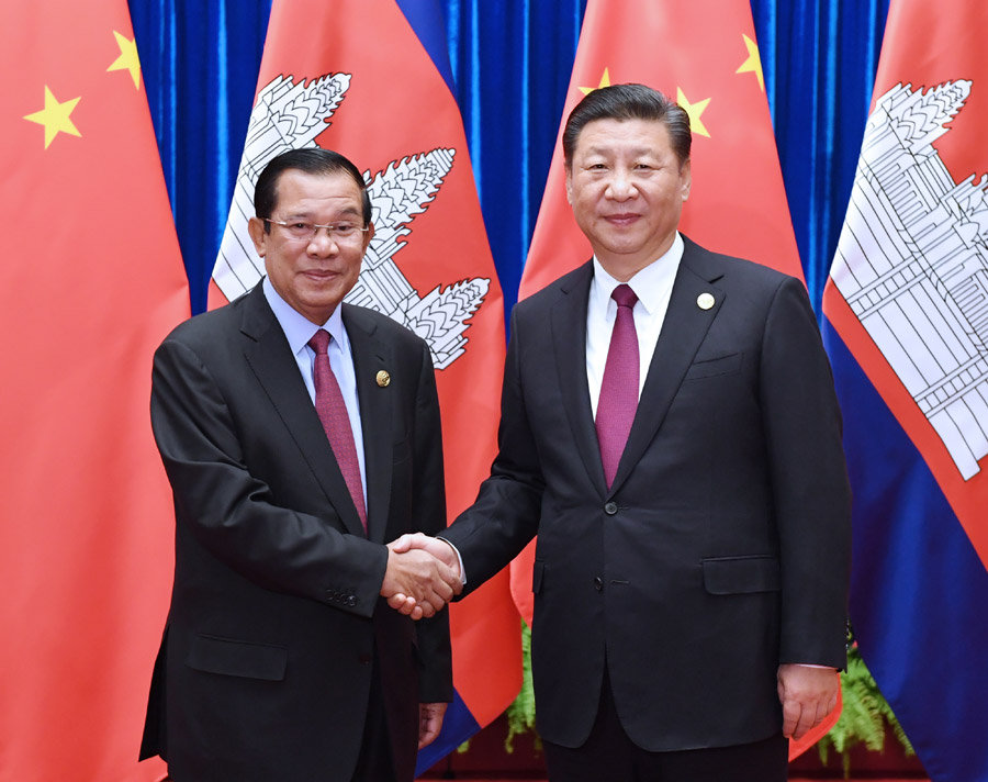 Chinese president meets Cambodian PM