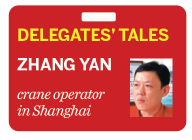 Crane operator rises above as delegate