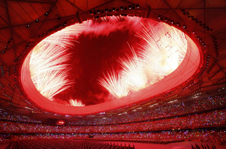 The Olympic Games firewoks explode