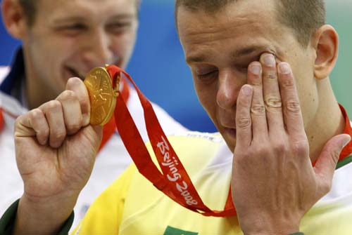 Gold medalists in tears