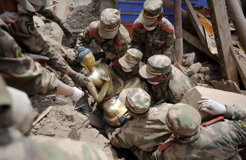 Cultural relics seriously damaged in Yushu