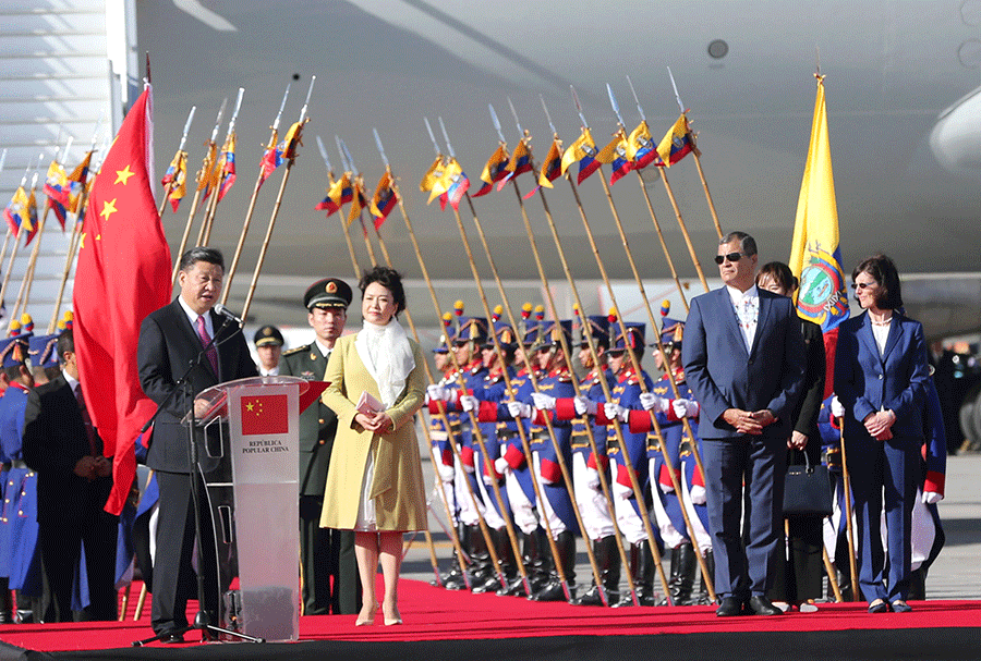 Xi Jinping arrive en Equateur pour sa troisième visite en Amérique Latine depuis 2013