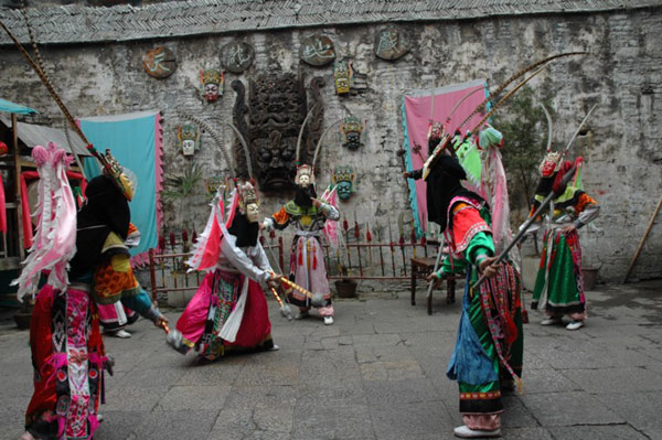 贵州安顺屯堡地戏表演现场