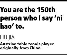 Second language English in world of table tennis
