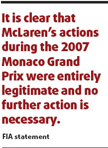 FIA clears McLaren over Monaco events