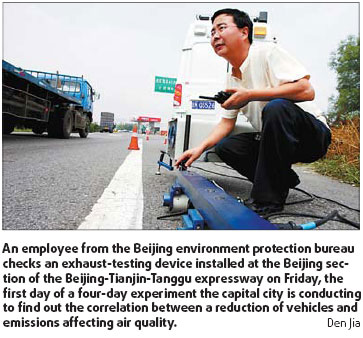 Beijing sees clearer roads with fewer vehicles