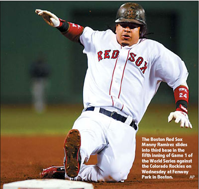 Boston routs Colorado in World Series opener
