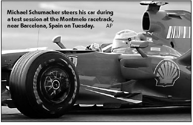 Schumacher still fastest on return to Formula One