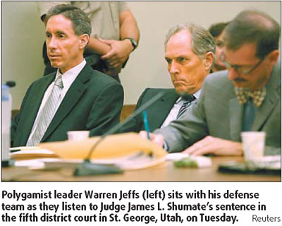 Polygamy leader to be jailed for at least 5 yrs