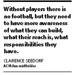 Seedorf tries to rebuild soccer's image