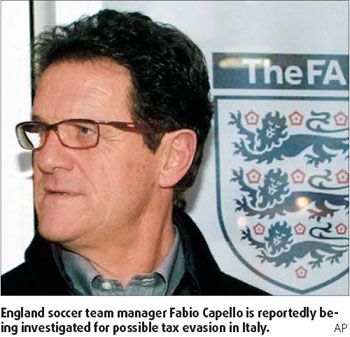 England coach Capello probed for tax fraud