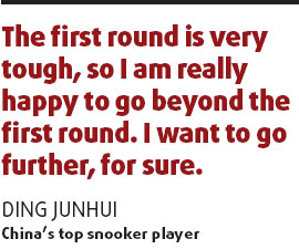 Local star Ding advances as Dott's title defense gets pinched