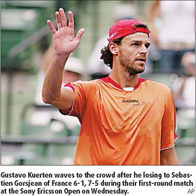 Kuerten says farewell to Sony Ericsson Open