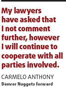 Nuggets star Anthony makes apology for arrest