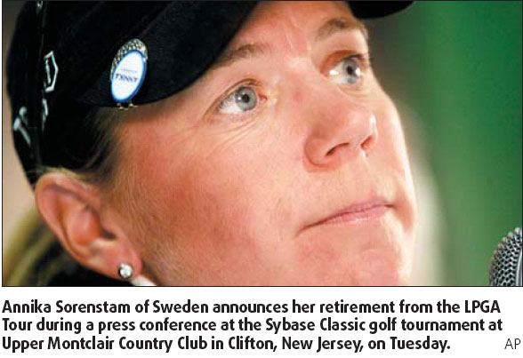 Sorenstam calling it quits at end of the year
