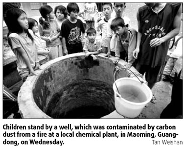 Water contaminated by factory blaze