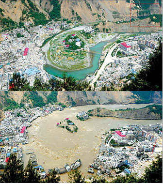 Water flow eases quake lake fears