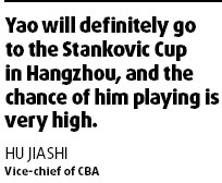 Official confirms Yao to return to action this week