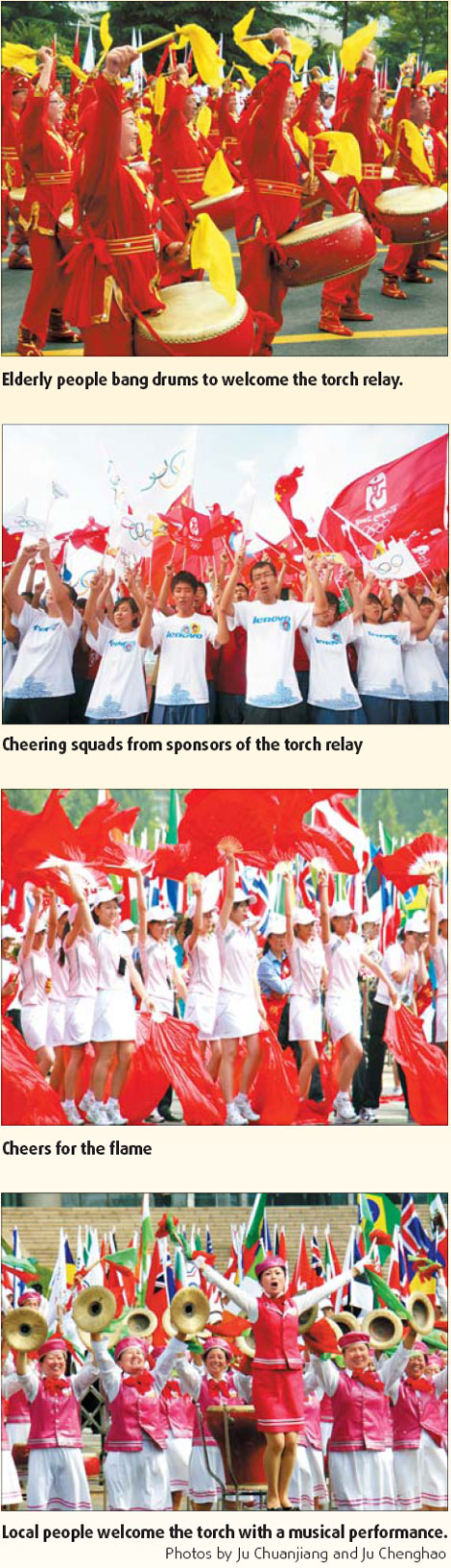 Olympic flame shines on Qingdao