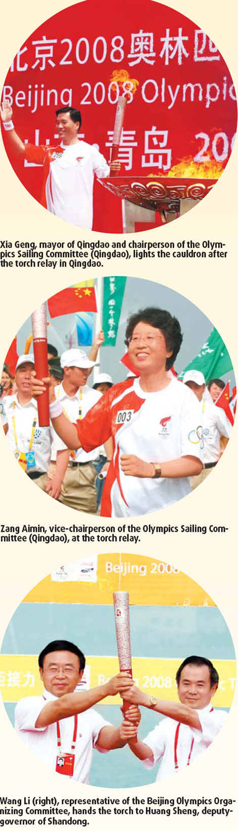 Olympic flame shines on Qingdao