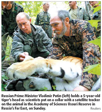 Putin saves TV crew from tiger